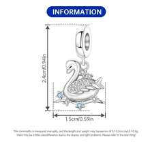 CYMYSS 1件优雅925镀银镶嵌立方氧化锆星天鹅吊坠，适合作为生日/情人节/周年纪念礼物 - 彩色 - 查看 4