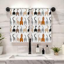 2 件超细纤维可爱猫咪图案吸水洗碗布、干毛巾、清洁抹布，非常适合厨房、烹饪、烘焙、母亲节、乔迁、生日礼物 - 白色 - 查看 5