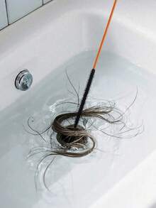 1pc Drain Cleaner Tool, Drain Cleaning Tool, Hair Remover, Shower Drain Clog Remover, Sink Drain Clog Remover, Drain Hair Remover, Sink Drain Clog Remover, Drain Hair Remover - Orange - View 2