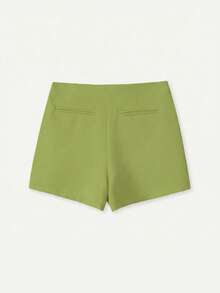 YROOE Women's Fashion Casual Versatile Solid Color Asymmetrical Skirt Shorts - Grass Green - View 9