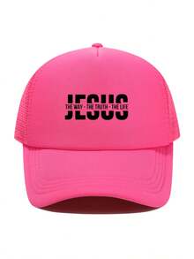 1件装时尚海绵帽，印有耶稣字母，成人卡车司机帽、棒球帽、钓鱼帽，趣味礼物帽，男女皆宜，春夏款 - 彩色 - 查看 12