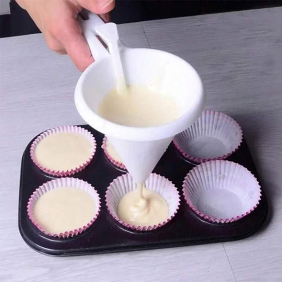 Adjustable Hand-Held Baking Funnel Tools Batter Chocolate Dispenser Pastry Cookie Cupcake Pancake Baking Tools - White - View 1