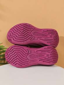 Women's Knit Breathable Soft-Sole Sneakers, Elastic Cuff Design, Anti-Slip Ventilated, Comfortable Athleisure Shoes - Purple - View 6