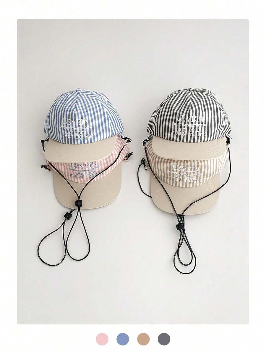 柔软顶部条纹速干按扣帽，透气防晒户外街头风可调节男女通用夏季帽