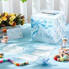51 Diaper Raffle Tickets With Box For Baby Shower Game Invitations Diaper Raffle Card For Gender Reveal Baby Shower Party Decoration Table Centerpiece(Clear White) - 藍色 - 查看 5