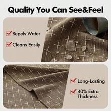 MIULEE Taupe Linen Table Cloth Rectangle Tablecloth Waterproof Spillproof Cross - Star Textured Table Cloth, Decorative Rustic Farmhouse Style For Dining/Party/Buffet/Wedding, 52x70 Inch - 70" X 52" (Rectangular) + Taupe - View 2