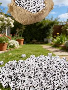 100/1000 件/包白色背景黑色字母珠，6 毫米亚克力方形英文字母珠，DIY 珠宝制作用品，装饰配件 | 溢出珠子 | 用于珠宝制作的耐用珠子材料 - 白色 - 查看 25