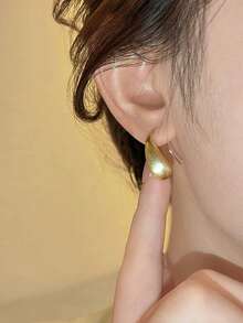 1 Pair Fashionable Minimalist Exquisite Teardrop Design Unique Elegant Copper Earrings, Suitable For Daily, Casual, Party Wear - Yellow Gold - View 5