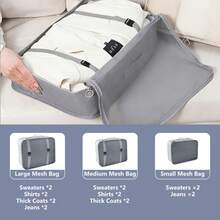 Suitcase Organiser Set, Beige, 11-Piece Packing Cubes Set, Waterproof Travel Clothes Bags, Suitcase Organiser For Holidays And Travel, Packing Cube Set, Travel Cube - Grey - View 9