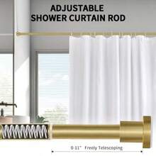 Shower Curtain Rod 36-84 Inches 3-7ft Non Rust Adjustable Shower Rod Spring Tension Non Slip No Drilling Stainless Steel Shower Rods For Bathroom Windowdjj - Gold - View 5