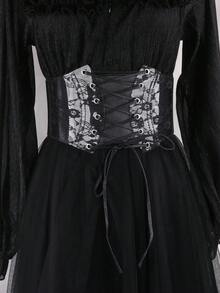 1件装女士暗黑时尚复古弹力束腰带，适合万圣节派对或日常穿着 - 黑色 - 查看 3