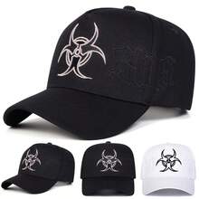 Mũ lưỡi trai nam thêu biểu tượng nguy hiểm sinh học, mũ bóng chày, mũ năm múi thời trang đường phố, mũ thường ngày chống nắng ngoài trời cho mùa xuân, mùa thu, du lịch, đi biển. - Nhiều màu - Xem 7