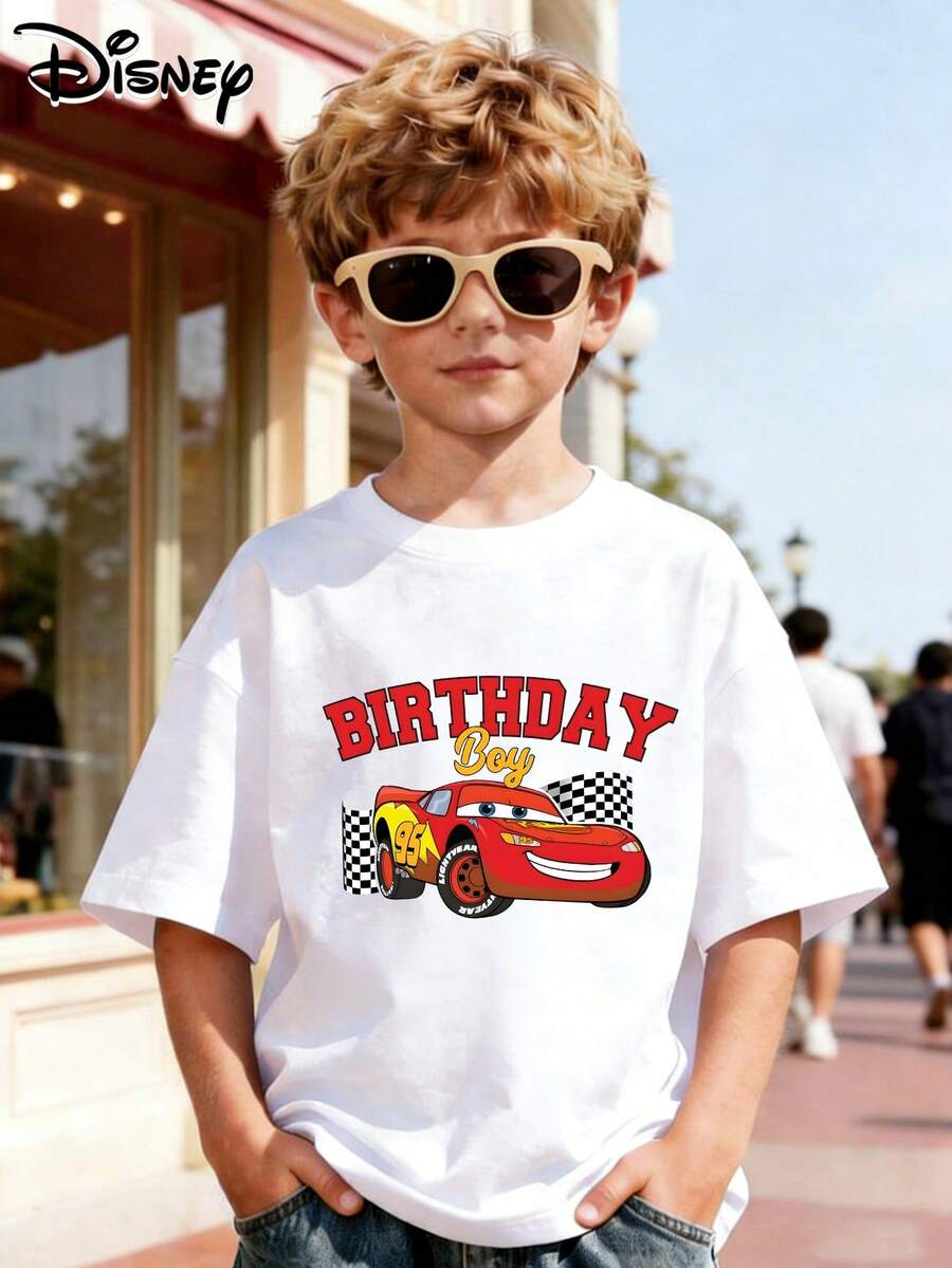 [Disney Licensing]A Short-Sleeved T-Shirt Suitable For Boys, Featuring A Print Of The Disney-Pixar "Cars" Movie. It Is Perfect For Use As A Gift For Any Occasion. - 白色 - 查看 1