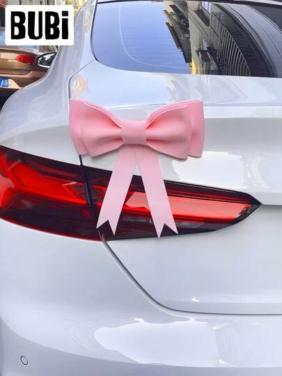 สติกเกอร์ติดรถรูปโบว์สีชมพู, ของตกแต่งน่ารักและสนุกสนาน, เหมาะสำหรับเป็นของขวัญวันวาเลนไทน์/วันเกิดสำหรับผู้หญิงและเด็กผู้หญิง, อุปกรณ์ตกแต่งหน้าต่างและประตูรถยนต์แบบ 3 มิติ