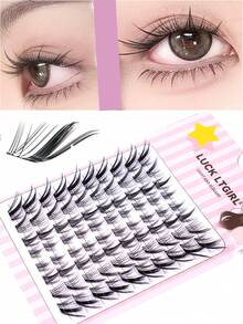 LUCK LTGIRL 60/80/90/240根柔软纤细的仿貂毛假睫毛，透明睫毛梗，自然凌乱的仙女睫毛，C型卷翘睫毛嫁接 - 查看 5