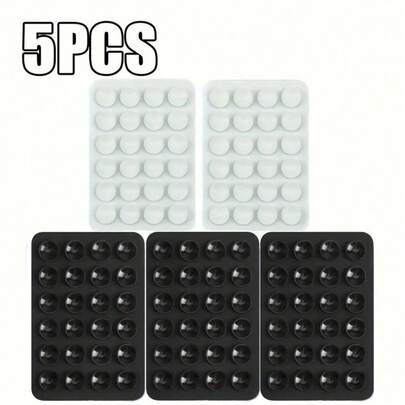 24pcs Silicone Suction Cup Stickers, Portable Movable Phone Holder, Square Universal Phone Suction Cup With Super Sticky Silicone, Finger Grip For Selfie & Video, 5pcs Set