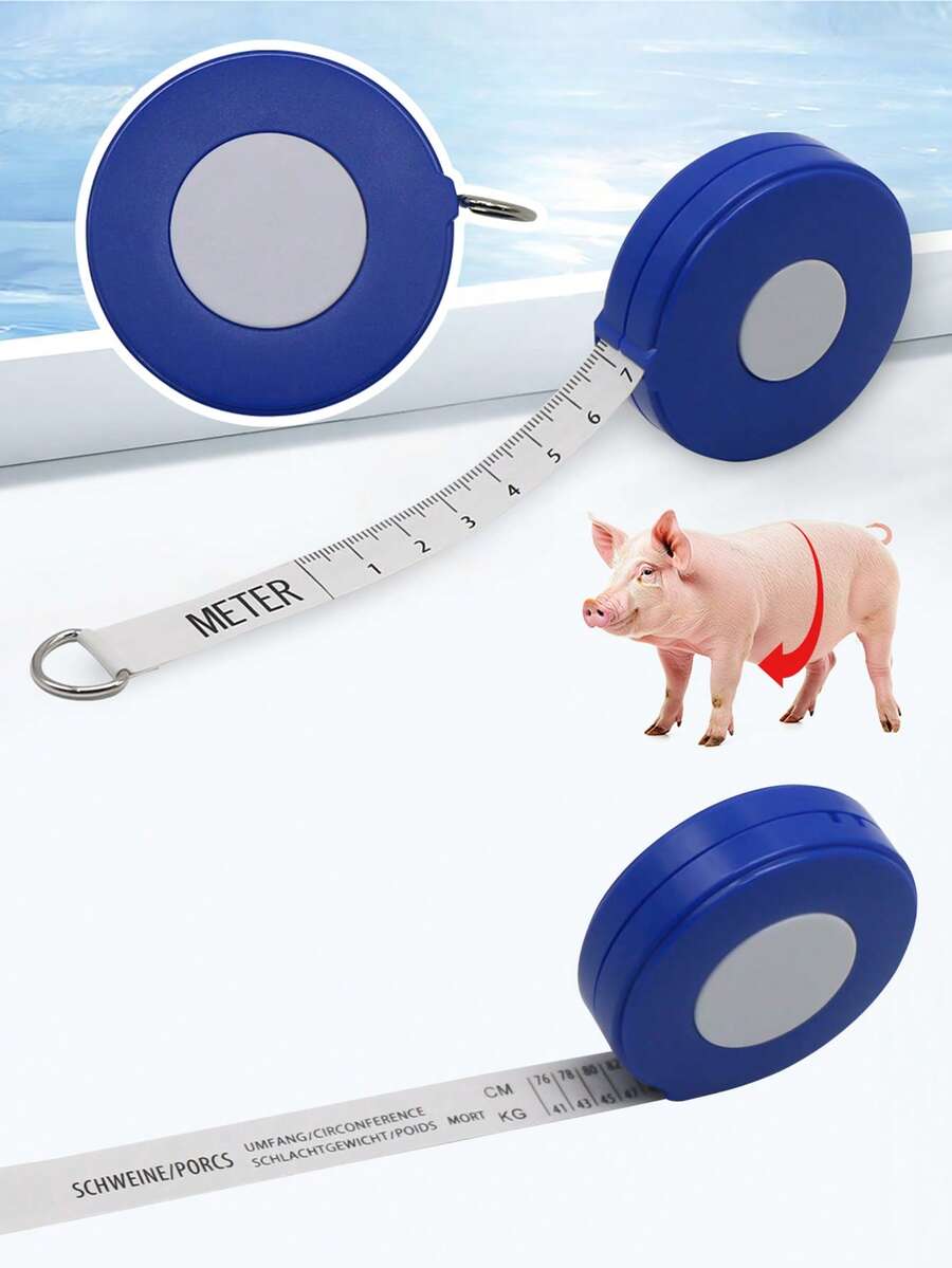 2,5m Cinta métrica veterinaria azul Escala de peso para ganado, cerdos, ovejas Circunferencia del pecho Equipo de cría de ganado Regla de doble cara para medir animales - Azul - Ver 1
