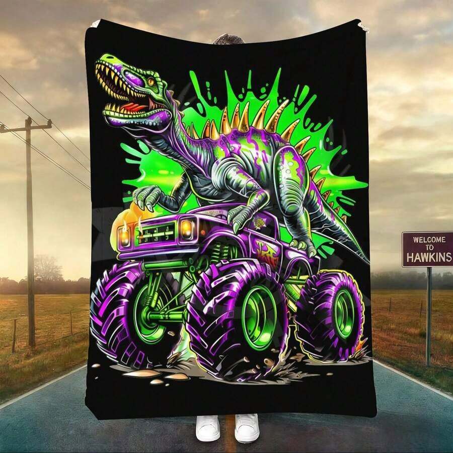 1PC 3D Monster Jam Monster Truck Cartoon Blanket, Edgy Gift For Motorsports Fans, Themed Man Cave Decor, Retro Sci-Fi Party Accent & Race Day Souvenir,Soft Throw Blanket For Home Bedroom Bed Sofa Picnic Travel Office Cover Blanket, Multiple Sizes 50x60 To 60x80 Inches - Nhiều màu 21 - Xem 1