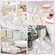 20/40/60pcs Martini Glass Shaped Pink Bow Paper Napkins, Suitable For Wedding, Party, Birthday Decoration, Drink Napkins For Wedding, Party, Bachelor Party And Other Events - View 6