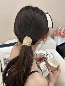 彈性髮圈套組，寬版緞面大腸圈髮飾髮帶，適合女性與女孩（1件或多件） - 彩色 - 查看 3