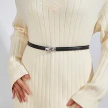 1pc Women's Adjustable Alloy Beaded Waist Belt, Suitable For Dresses And Coats - Black - View 8