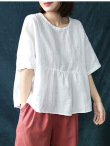 Women Tops - 土黃色 - 查看 5
