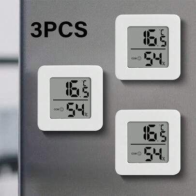 3 piezas Mini deshumidificador para el hogar con termómetro, medidor digital de temperatura y humedad interior de alta precisión, compacto y portátil para el hogar, habitación de adolescentes, mascotas, coche, oficina