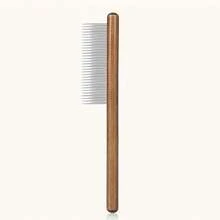 Peine cómodo de mango de madera para gatos y perros - Dientes de acero inoxidable, adecuado para pelo largo y corto, herramienta de aseo para mascotas - Ver 7