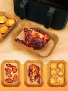 100张空气炸锅一次性衬垫，不粘防油烘焙纸，适用于所有空气炸锅，100张装 - 彩色 - 查看 6