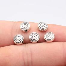 20pcs Swirl Grooved Spacer Beads For DIY Jewelry Making - Ancient Silver - View 7