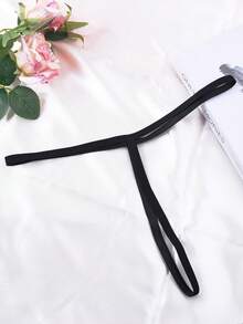 1 chiếc quần lót gợi cảm cho nữ, kiểu dáng chữ A, cạp thấp, dây buộc 3 điểm, màu đen, đồ lót sexy. - màu đen - Xem 3