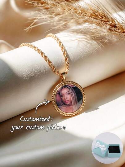 Customized Personalized Round Floral Color Photo Necklace - Mother's Day Gift, Valentine's Day Gift, Birthday Anniversary Gift, For Friends, Classmates, Graduation, Christmas, Family High-End Gift.,Jewellery For Ladies