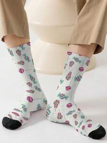 1 双 360 男士袜子 – 趣味十足的糖果色印花，柔软舒适，弹性极佳，这款时尚休闲街头嘻哈 360 袜子非常适合用作压缩装备、情人节袜子或宽松的孕妇袜。 - 彩色 - 查看 1