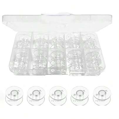  EDCUEBE7 Set Of 20 Sewing Machine Bobbins With Storage Box For Brother Singer Janome Most Sewing Machines (Transparent)