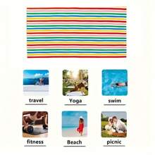 1pc Striped Beach Towel, Thick Super Soft Fiber Beach Towel With Active Printing, Fade-Resistant, Non-Stick Sand, Durable, Suitable For Bathroom, Beach, Sofa, Swimming Pool, Camping - Blue - View 4