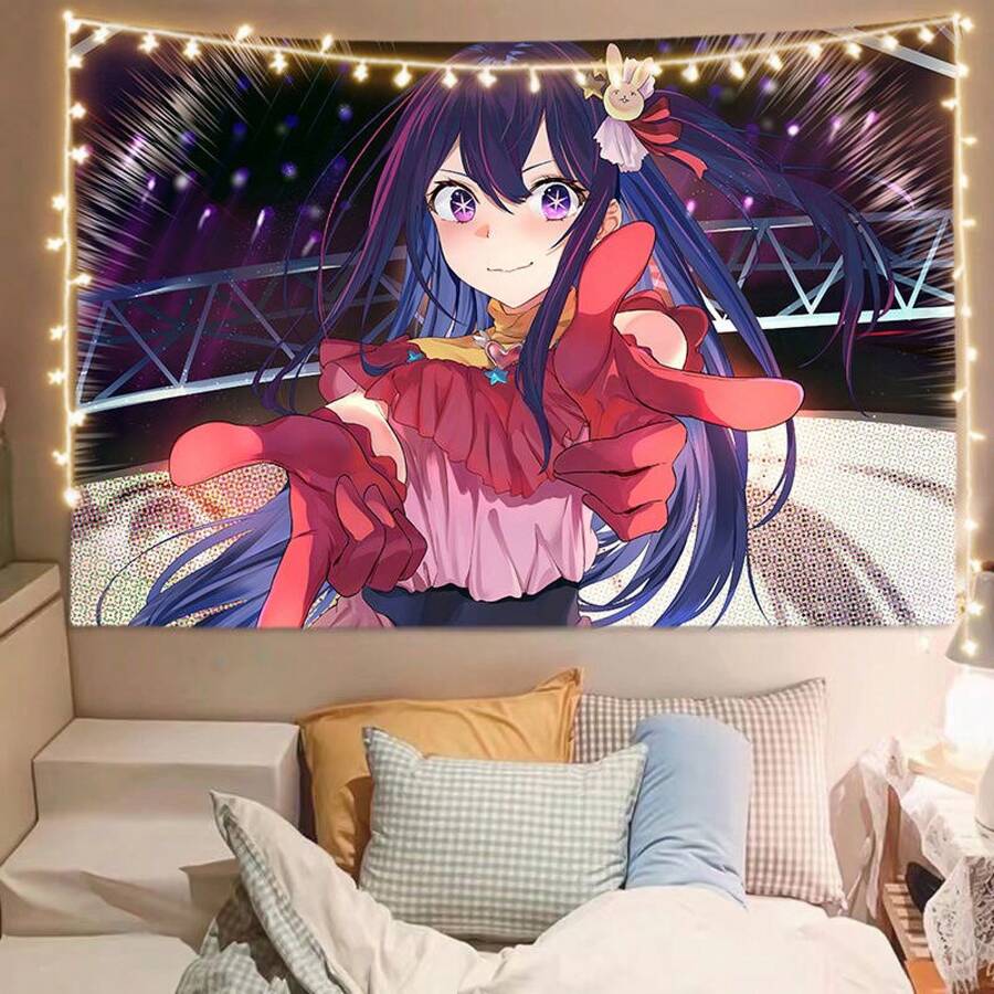 Oshi No Ko Ruby Hoshino Ai Hoshino Tapestry Japan Anime Room Decor Fabric Poster - Trắng - Xem 1