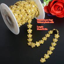 1pc 1.5cm/0.59in Width Elegant Double Line Plastic Plum Blossom Beaded Chain Trim With Rhinestones Garland For Sewing Bridal Dress Decor Weddings Party Home Decor, DIY Creative Decorations, Jewelry Making Kits, Gift Wrap Decoration (91cm/35.8in Per Pack) - Chain - View 11