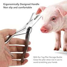 PENO Muescador de Orejas de Animales, alicates portátiles de Acero Inoxidable para Etiquetas de Orejas de Cerdo Que evitan Que se deslicen Perfectamente Cortados para ovejas para Perros (Forma de U) - Blanco - Ver 4