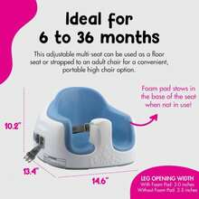 Bumbo 3-in-1 Multi-Seat for 6 to 36 Months, Travel Baby Feeding &amp; Play Floor Seat, All-in-One Portable Booster with Tray &amp; Toddler High Chair, Powder Blue - ColorB - Ver 3