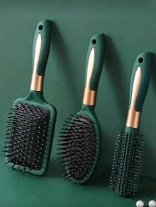 5件套梳子，造型梳，理发梳，卷发梳，气垫梳，按摩梳，解结梳，按摩器，染发梳，头部按摩刷，轻松梳开缠结，塑料材质，可用于吹干和拉直头发，椭圆形气垫刷，适用于各种发质，包括粗硬/卷曲/细软/长/短发，干湿两用，男女皆宜，是理发店美容旅行必备，美发产品，家居睡眠浴室装饰美发造型套装，美发工具套装 - 彩色 - 查看 1