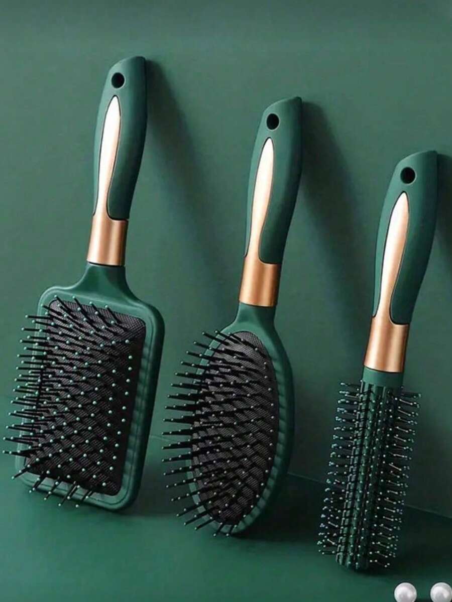 5件套梳子，造型梳，理发梳，卷发梳，气垫梳，按摩梳，解结梳，按摩器，染发梳，头部按摩刷，轻松梳开缠结，塑料材质，可用于吹干和拉直头发，椭圆形气垫刷，适用于各种发质，包括粗硬/卷曲/细软/长/短发，干湿两用，男女皆宜，是理发店美容旅行必备，美发产品，家居睡眠浴室装饰美发造型套装，美发工具套装 - 彩色 - 查看 1