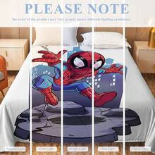 Marvel Spider-Man Theme Flannel Blanket, Featuring The Classic Red And Blue Superhero Costume, Warm And Soft, Suitable For Sofa Cover, Nap Blanket, Bedding Decor And More - White - View 9