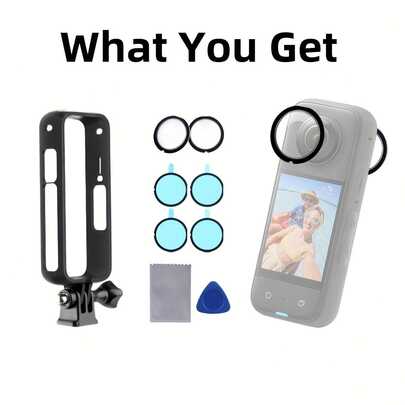 X3 VR Protective Kit: Frame X1, Lens Film X2, Blue Lens Protector X4, Pry Bar X1 - 3-In-1 Full Coverage Set For Insta360 X3 Action Camera