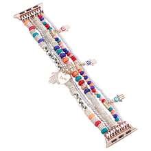 Boho Chic Multilayer Beaded Band For Apple Watch 49mm 46mm 45mm 44mm 42mm 41mm 40mm 38mm, Resin Bead Bracelet With Charms, Fashion Stretch Strap Compatible With Apple Watch Series Ultra/11/10/9/8/7/SE/6-1 - Multicolor - View 9