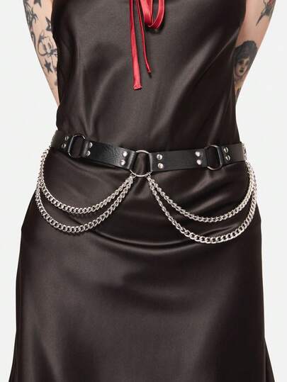 1pc Women's Fashion Sexy Waist Belt Chain Tassel Decor Waist Chain, Suitable For Daily Wear, Halloween, Music Festivals, And Party