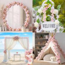Cherry Blossom Garland, 4 Pack Artificial Cherry Flower Vines Pink Silk Sakura Vine Hanging For Wedding Party Arch Office Table Spring Summer Valentine Floral Home Decor - 粉色 - 查看 7