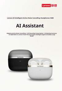 Auriculares inteligentes Lenovo AI X600, semiintraaurales, con cancelación activa de ruido, Bluetooth y traducción para conferencias. - Ver 1
