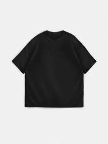 FRACTYR Men's Summer Casual Street Fashion Retro Star & Letter Print Round Neck Short Sleeve T-Shirt - Black - View 5