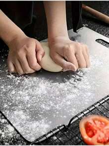 1pc High Quality Stainless Steel Double-Sided Round Cutting Board, Stainless Steel Chopping Board - Thickened Anti-Mold, Easy To Clean, Suitable For Kitchen, Dining Room, Meat, Fruits And Vegetables, Multifunctional And Practical, Minimalist Design - Silver - View 3