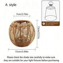 1个波西米亚风格藤编吊灯灯罩 - 手工编织现代藤编吊灯灯罩 - 农舍风格吸顶吊灯罩，优雅的编织纸绳，别致的装饰照明，适合办公室或家居，营造氛围的现代吊灯艺术设计 - 麻繩燈罩 - 查看 17